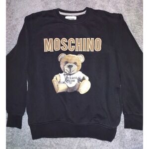 Moschino Black Crewneck Sweatshirt with Gold Teddy Graphic
